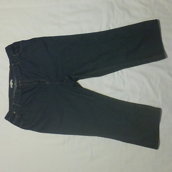 Woman Within Cotton Denim Blue Jeans with Elastic Waistband Inserts 22W - Picture 1 of 8